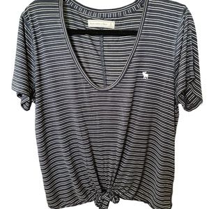 Abercrombie and Fitch Striped Knot Tie Top Blue Large NWT
